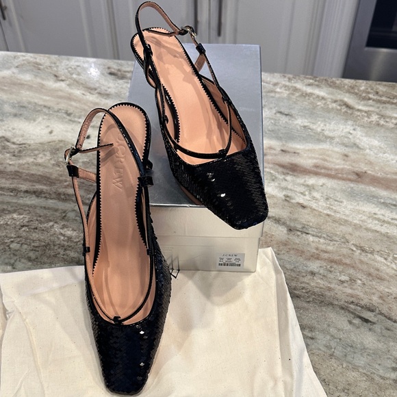 J.Crew Collection Leona Sequin Slingback Heels – Size 8 – New in Box - Picture 2 of 10